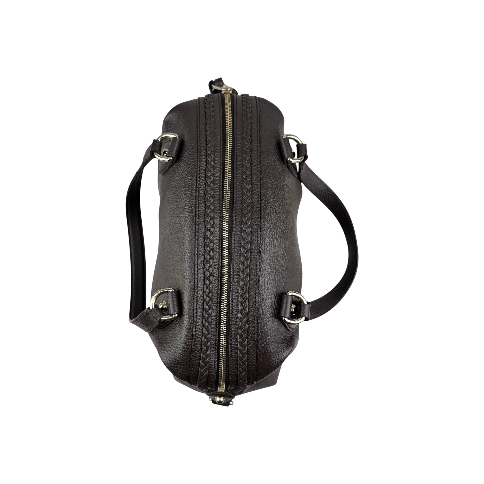 Gucci Black Leather Twill Top Handle Bag