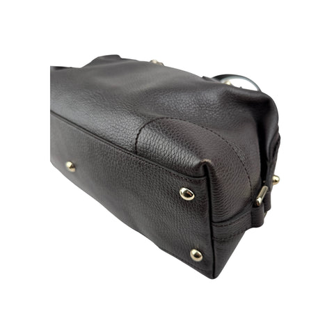 Gucci Black Leather Twill Top Handle Bag