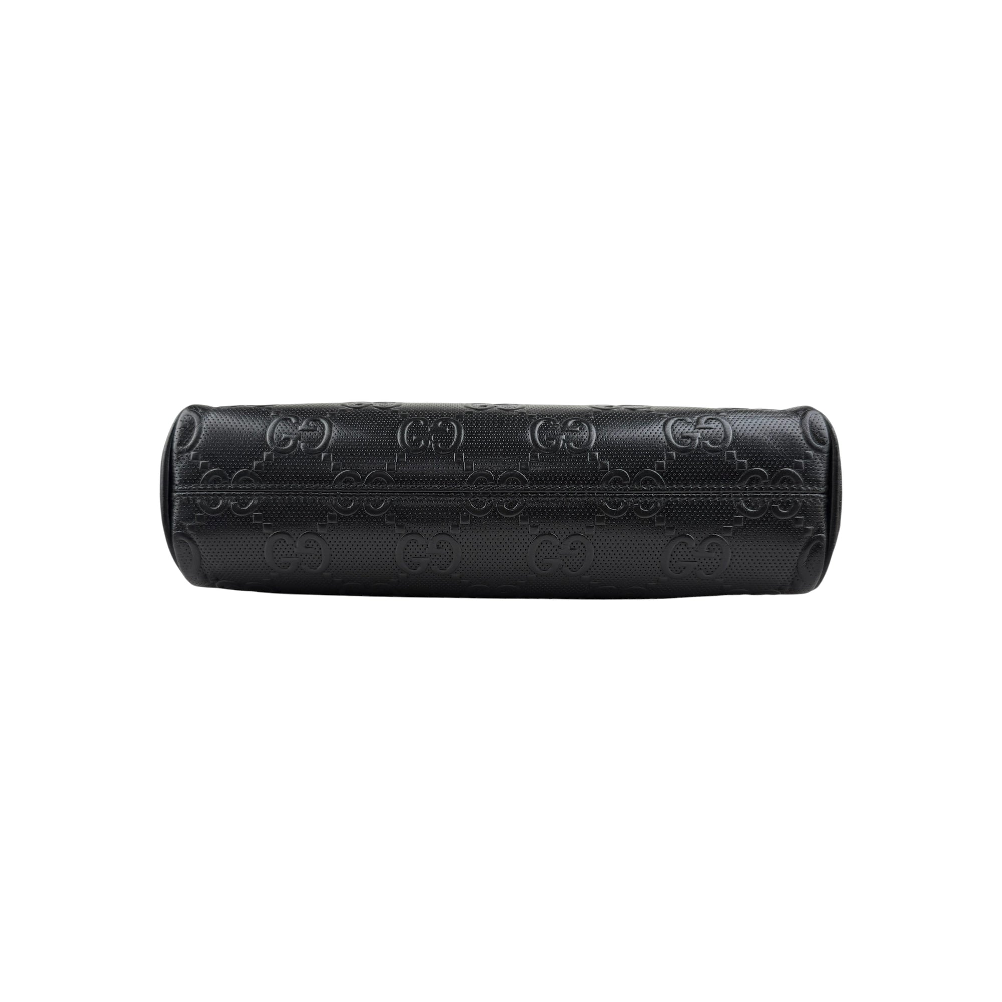 Gucci Black Leather Embossed GG Crossbody Bag