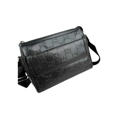 Gucci Black Leather Embossed GG Crossbody Bag