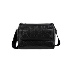 Gucci Black Leather Embossed GG Crossbody Bag
