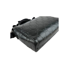 Gucci Black Leather Embossed GG Crossbody Bag