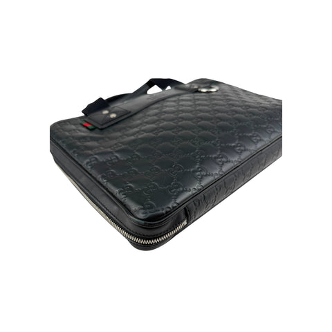 Gucci Black Guccissima Embossed Leather Briefcase Bag