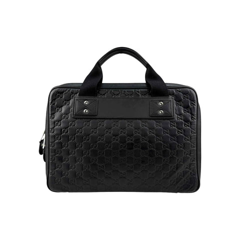 Gucci Black Guccissima Embossed Leather Briefcase Bag
