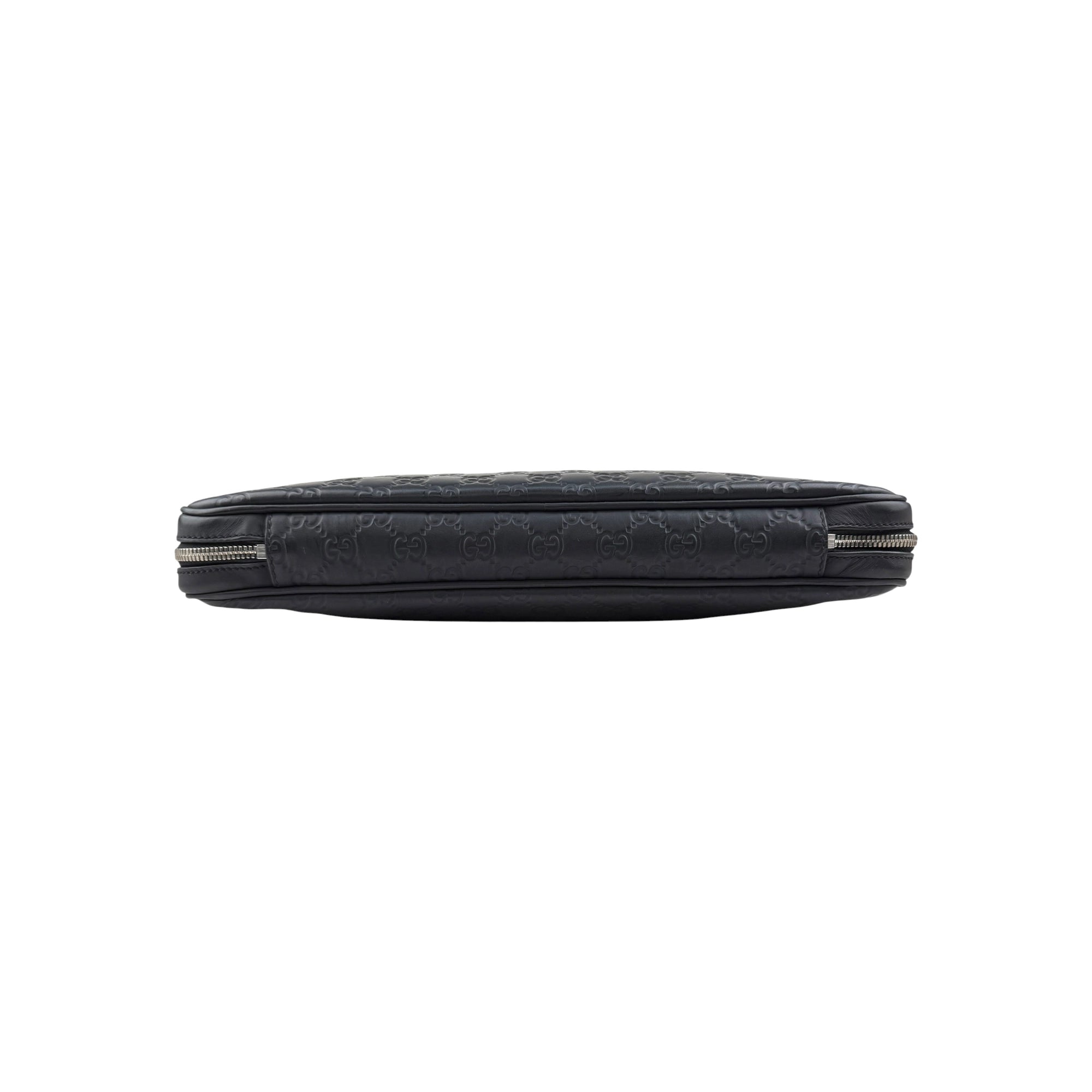 Gucci Black Guccissima Embossed Leather Briefcase Bag
