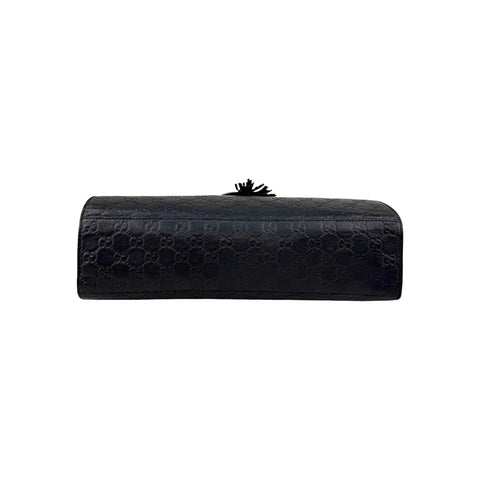 Gucci Black Guccissima Leather Large Emily Chain Shoulder Bag