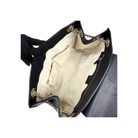 Gucci Black Guccissima Leather Large Emily Chain Shoulder Bag
