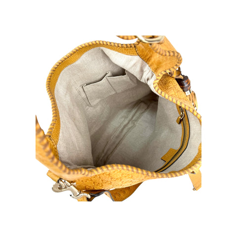 Gucci Camel Large Guccissima New Jackie Satchel Bag