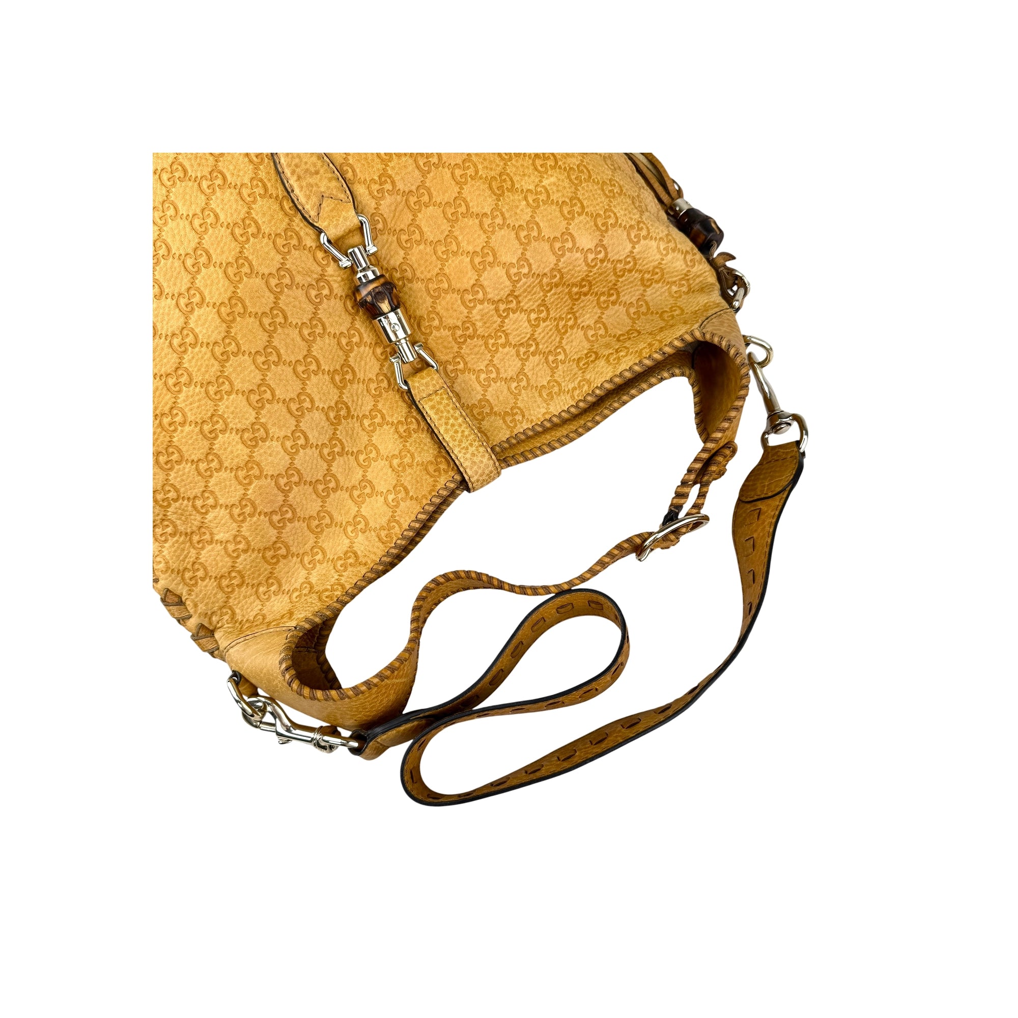 Gucci Camel Large Guccissima New Jackie Satchel Bag