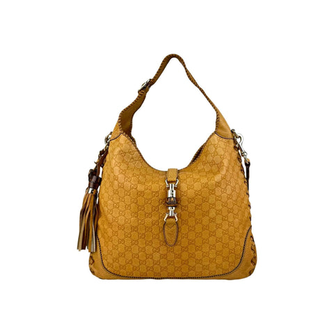 Gucci Camel Large Guccissima New Jackie Satchel Bag