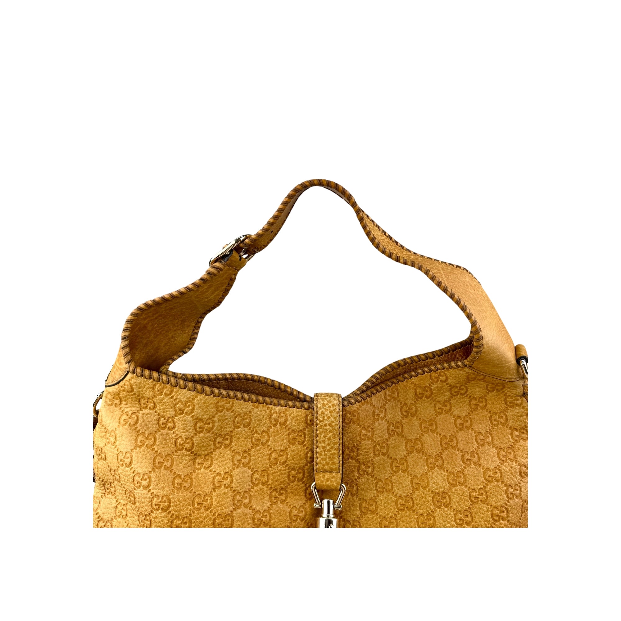 Gucci Camel Large Guccissima New Jackie Satchel Bag