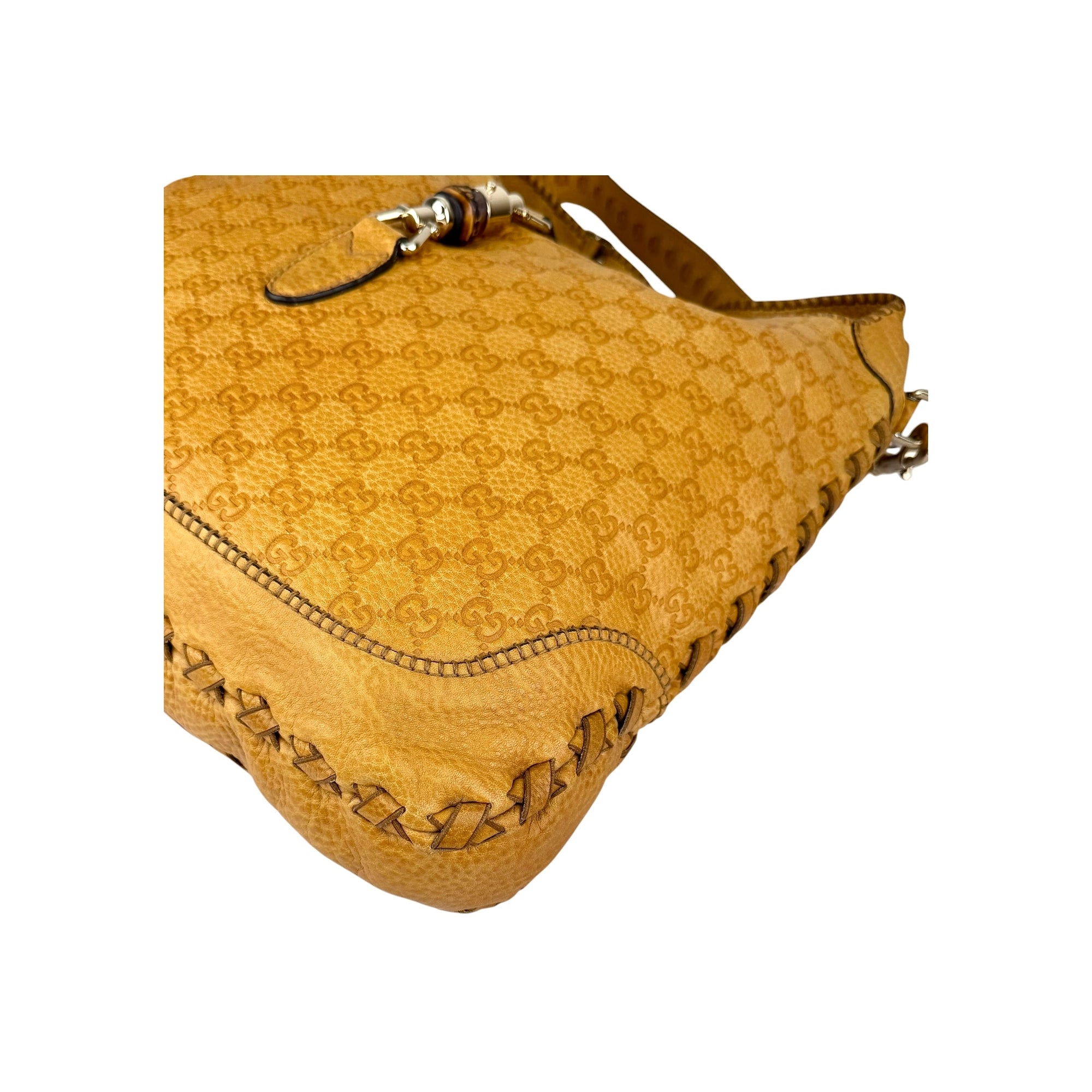 Gucci Camel Large Guccissima New Jackie Satchel Bag