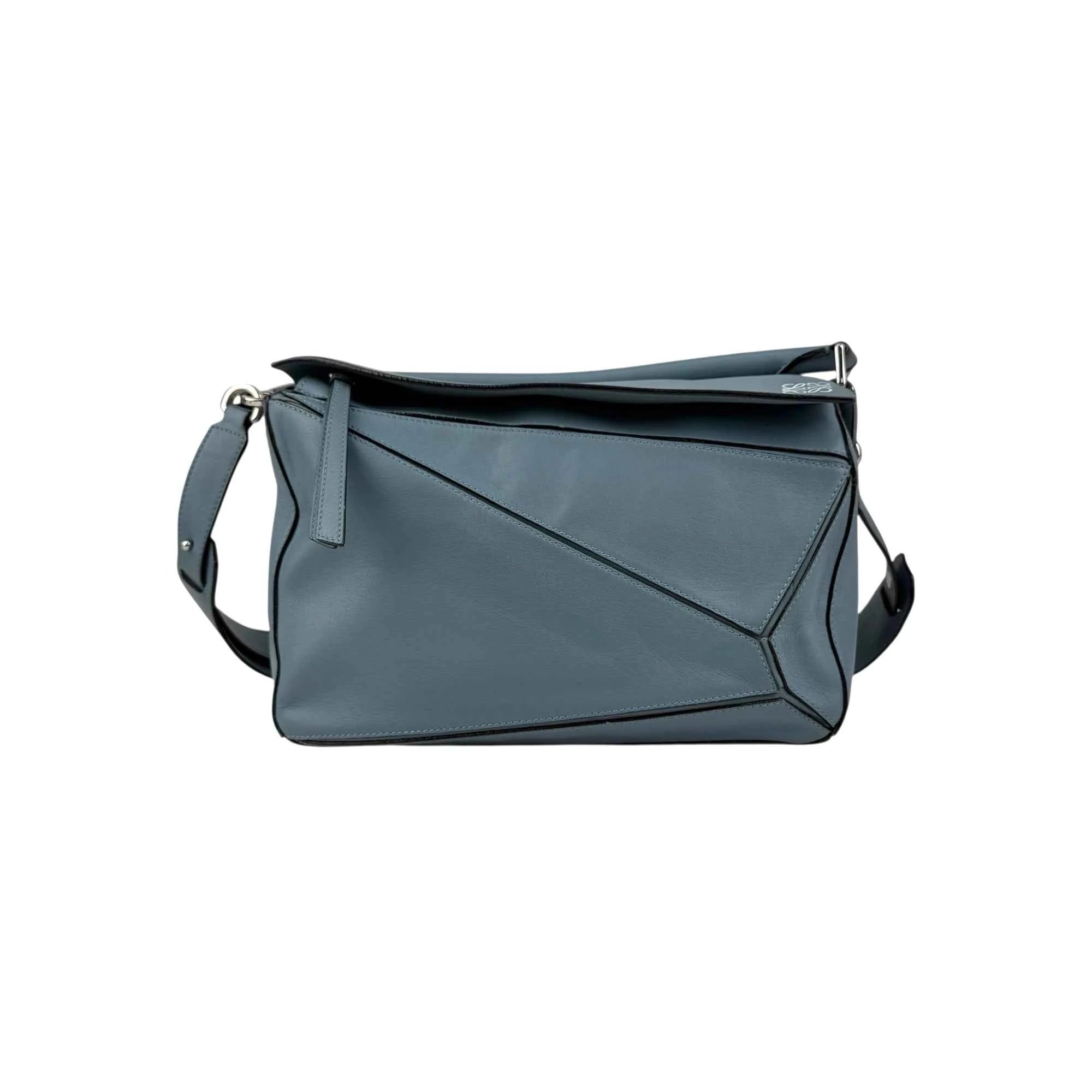 Loewe Calfskin Puzzle Bag Stone Blue