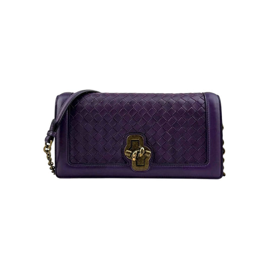 Bottega Veneta Purple Nappa Intrecciato Olimpia Knot crossbody bag