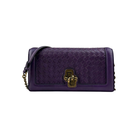 Bottega Veneta Purple Nappa Intrecciato Olimpia Knot crossbody bag