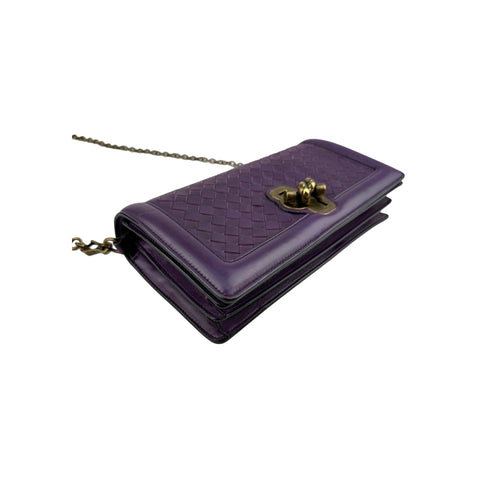 Bottega Veneta Purple Nappa Intrecciato Olimpia Knot crossbody bag