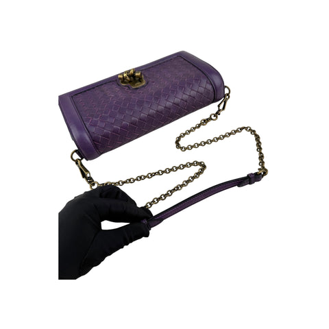 Bottega Veneta Purple Nappa Intrecciato Olimpia Knot crossbody bag