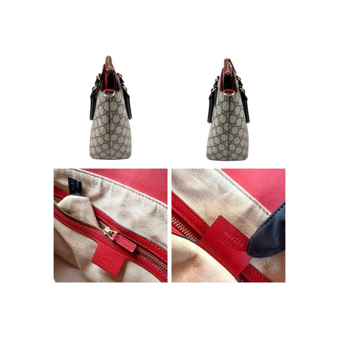 Gucci Beige/Black /Red GG Supreme Coated Canvas and Leather Tote Bag