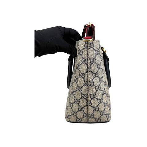 Gucci Beige/Black /Red GG Supreme Coated Canvas and Leather Tote Bag