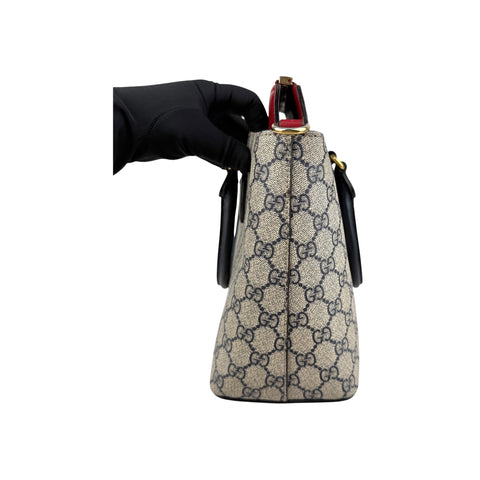 Gucci Beige/Black /Red GG Supreme Coated Canvas and Leather Tote Bag