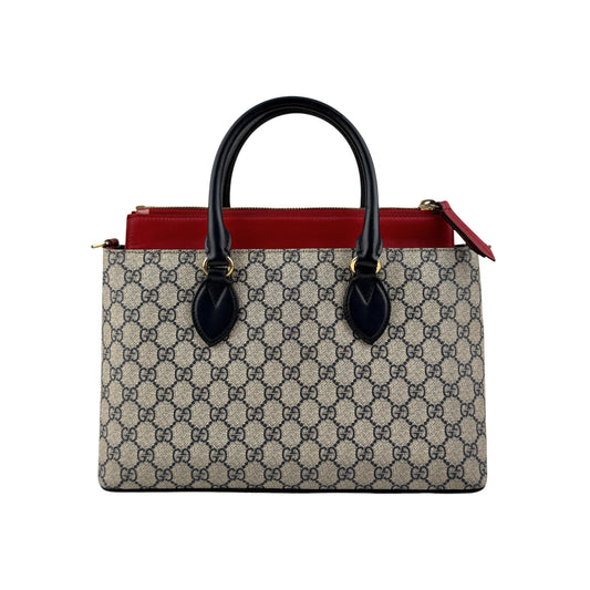 Gucci Beige/Black /Red GG Supreme Coated Canvas and Leather Tote Bag