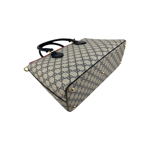 Gucci Beige/Black /Red GG Supreme Coated Canvas and Leather Tote Bag