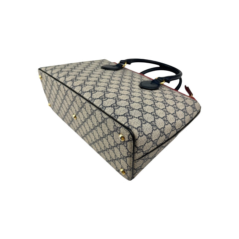 Gucci Beige/Black /Red GG Supreme Coated Canvas and Leather Tote Bag