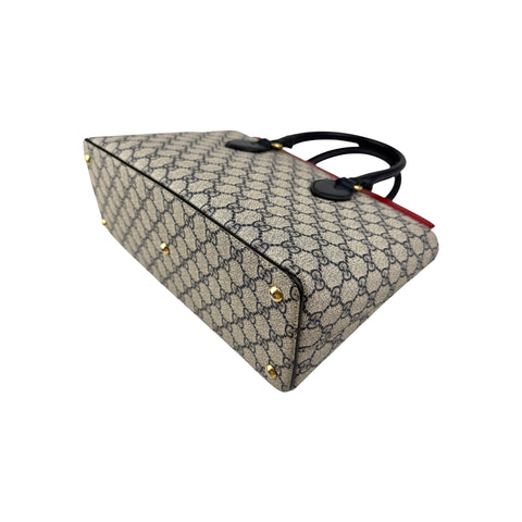 Gucci Beige/Black /Red GG Supreme Coated Canvas and Leather Tote Bag
