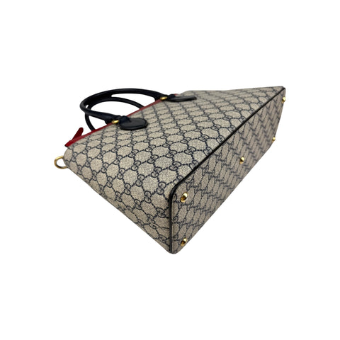 Gucci Beige/Black /Red GG Supreme Coated Canvas and Leather Tote Bag