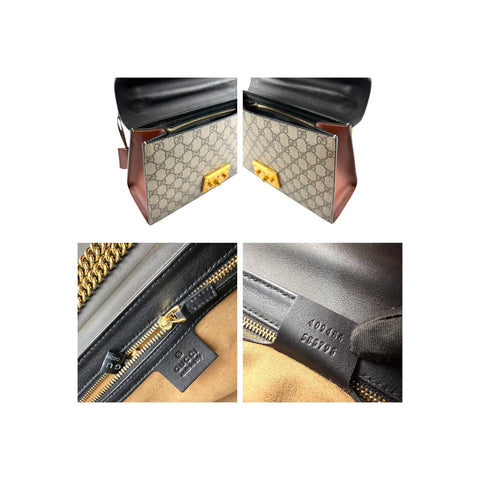 Gucci Padlock Medium Black/Beige GG Supreme Canvas and Leather Shoulder Bag