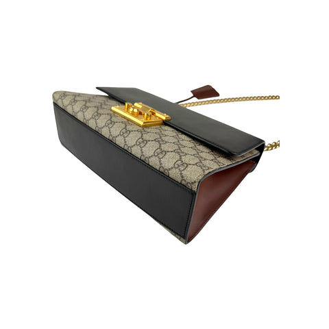 Gucci Padlock Medium Black/Beige GG Supreme Canvas and Leather Shoulder Bag