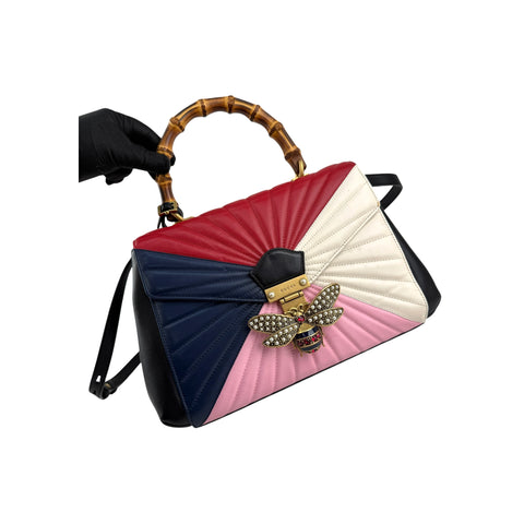 Gucci Multicolor Quilted Leather Queen Margaret Bamboo Bee Shoulder Bag
