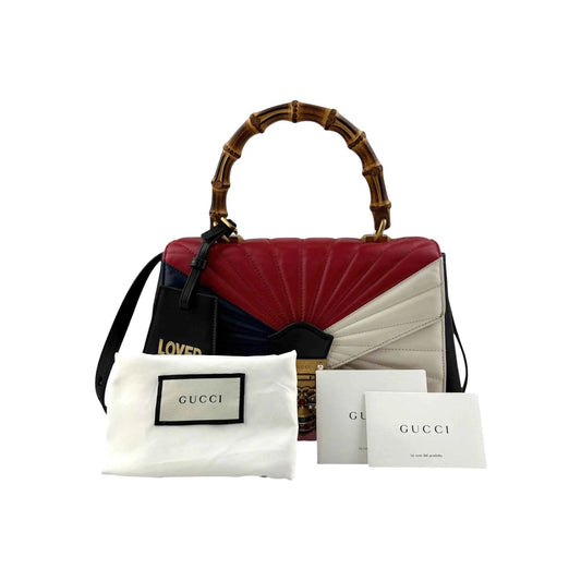 Gucci Multicolor Quilted Leather Queen Margaret Bamboo Bee Shoulder Bag