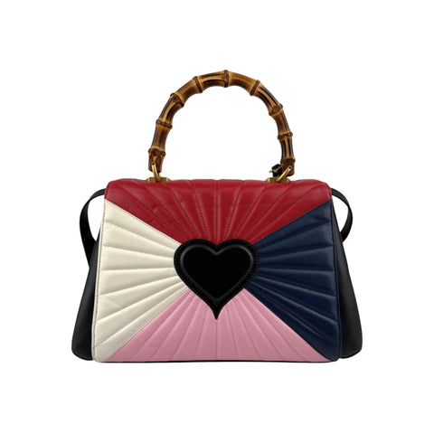 Gucci Multicolor Quilted Leather Queen Margaret Bamboo Bee Shoulder Bag