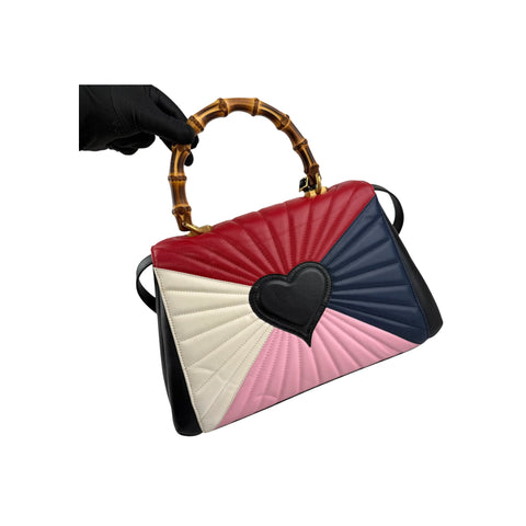 Gucci Multicolor Quilted Leather Queen Margaret Bamboo Bee Shoulder Bag