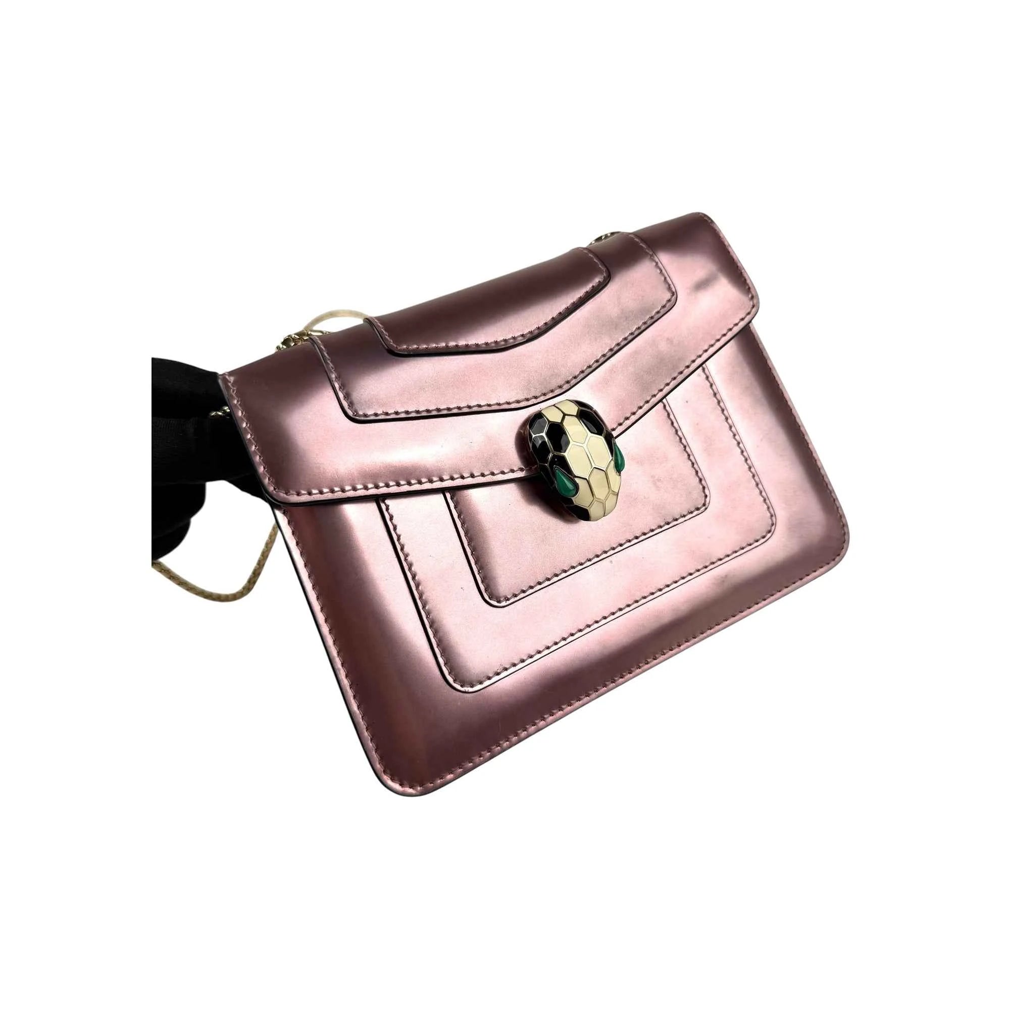 Bvlgari Patent Serpenti Forever Pink Shoulder Bag