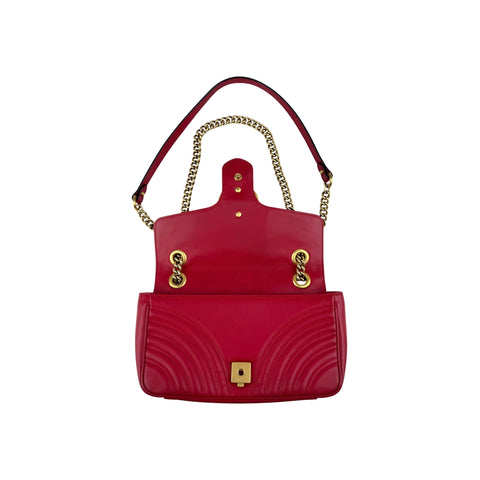 Gucci Red Quilted Leather GG Marmont Medium Shoulder Bag