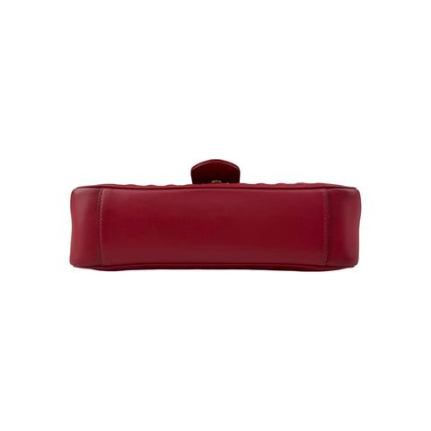 Gucci Red Quilted Leather GG Marmont Medium Shoulder Bag