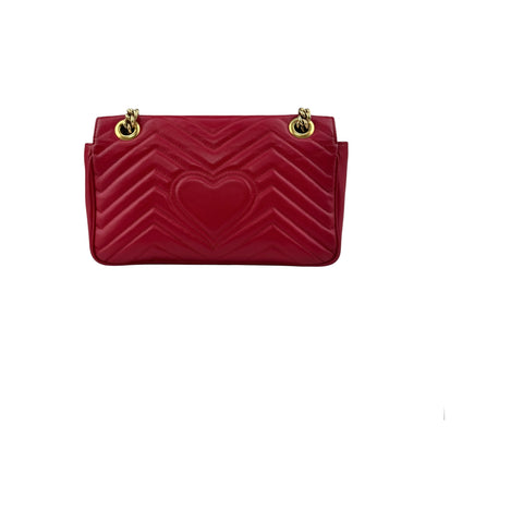 Gucci Red Quilted Leather GG Marmont Medium Shoulder Bag