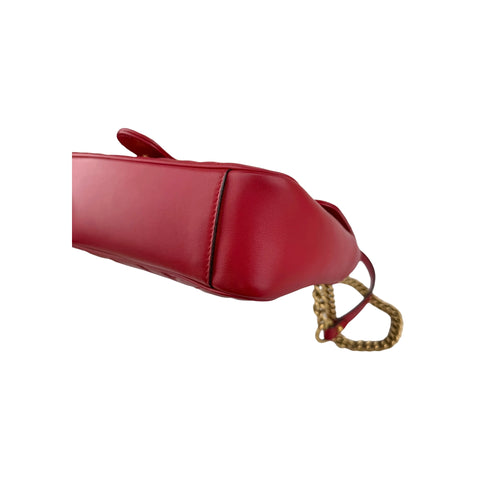 Gucci Red Quilted Leather GG Marmont Medium Shoulder Bag