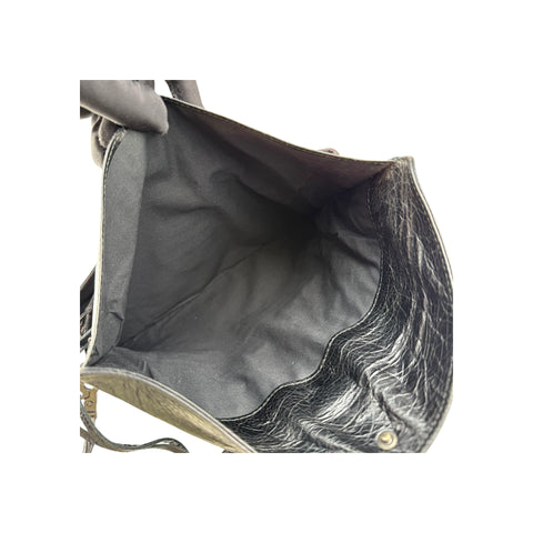 Balenciaga Anthracite Lambskin Leather Envelope Clutch Crossbody Bag