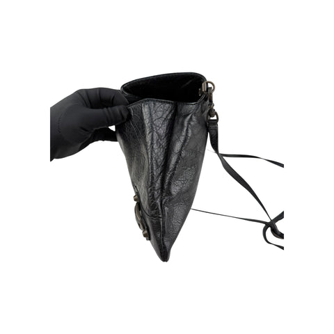 Balenciaga Anthracite Lambskin Leather Envelope Clutch Crossbody Bag