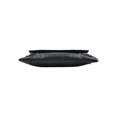 Balenciaga Anthracite Lambskin Leather Envelope Clutch Crossbody Bag