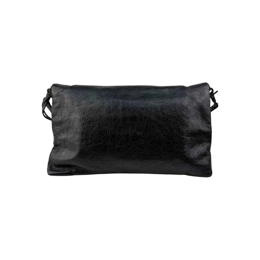 Balenciaga Anthracite Lambskin Leather Envelope Clutch Crossbody Bag