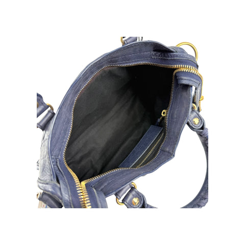 Balenciaga Bleu Obscure Lambskin Leather Giant Mini City Bag