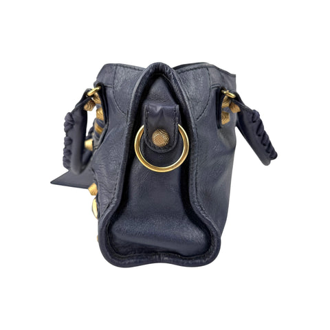 Balenciaga Bleu Obscure Lambskin Leather Giant Mini City Bag