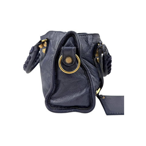 Balenciaga Bleu Obscure Lambskin Leather Giant Mini City Bag