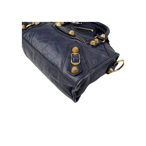 Balenciaga Bleu Obscure Lambskin Leather Giant Mini City Bag