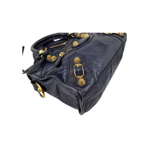 Balenciaga Bleu Obscure Lambskin Leather Giant Mini City Bag