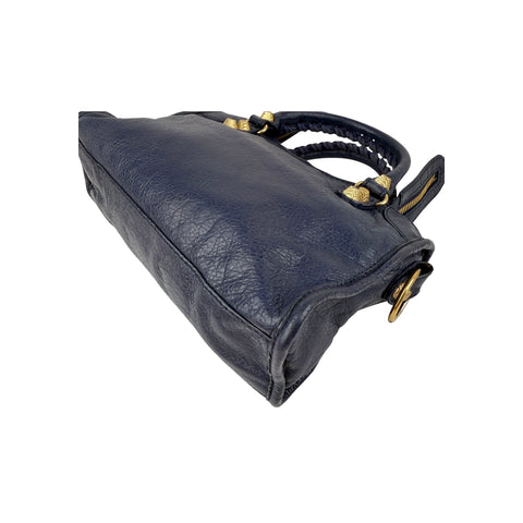 Balenciaga Bleu Obscure Lambskin Leather Giant Mini City Bag